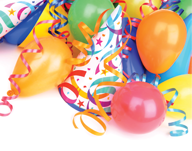 party balloons and ribbons