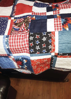 patch quilt with red white and blue fabrics for Veteran's Day