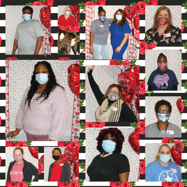 Collage of Riverhaven Staff members wearing their masks