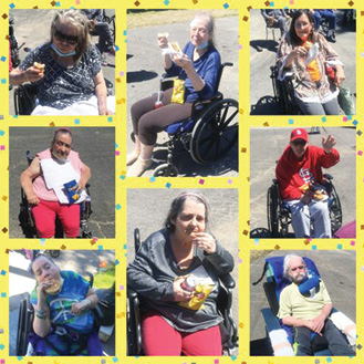 photo collage of residents enjoying an outdoor picnic