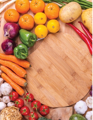 color vegetables laid out on a table