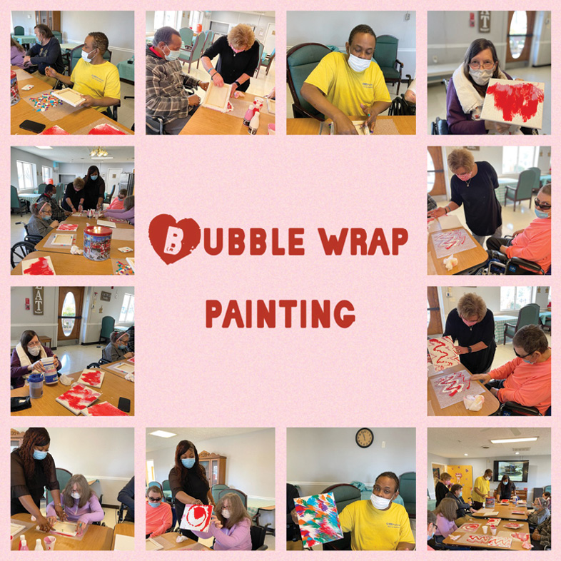 photo collage of River Haven Residents painting