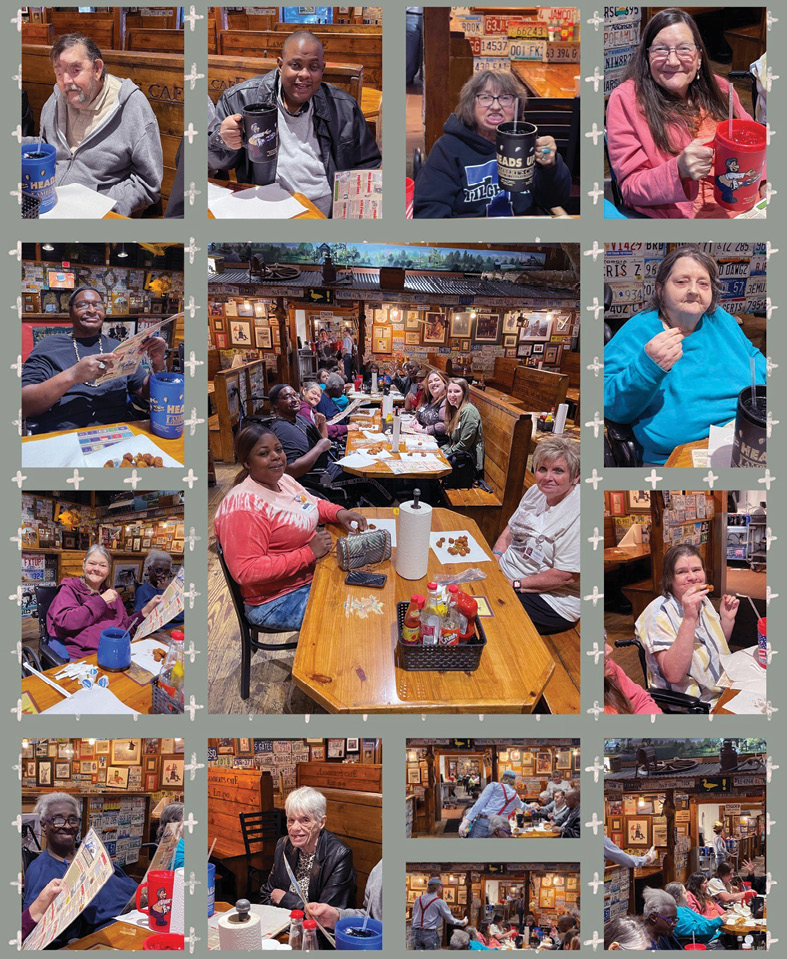 Collage of photos residents eating out at Lambert's Cafe